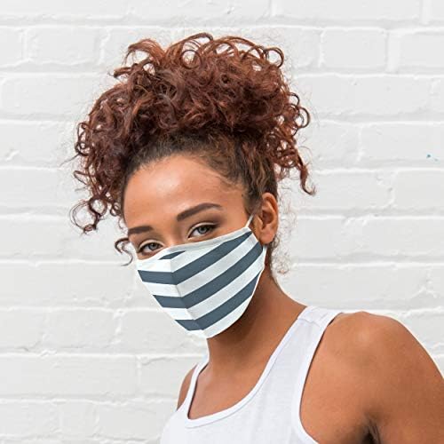 WEDDINGSTAR 3-Ply Adult Washable Cloth Face Mask Reusable and Adjustable with Filter Pocket - Navy Stripes