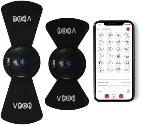 VPOD Deluxe TENS Unit Muscle Stimulator with EMS Therapy for Muscle Recovery, Back Pain Relief, Neck Pain Relief and Sciatica Pain Relief, 24 Modes, Wireless, Portable, and Bluetooth-Enabled