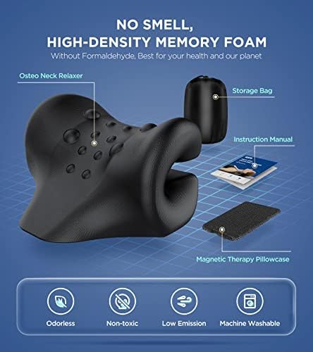 Neck Stretcher with Magnetic Therapy Cover, 2 Modes[Gentle/Strong] Pain Relief Cervical Traction Device, No Smell Neck and Shoulder Relaxer, Chiropractic Pillow for TMJ Headache Spine Alignment