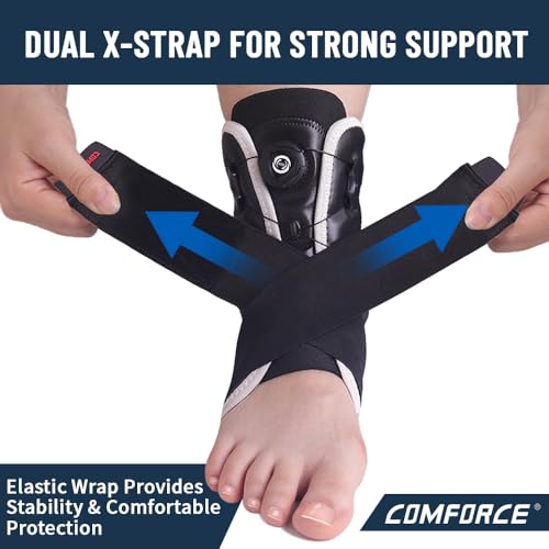 Ankle Brace for Women & Men (US 6-11/Women, 7-10/Men | EU 35-43), Adjustable Metal Support for Sprains, Achilles & Plantar Fasciitis - Breathable Design for Injury Recovery & Sports