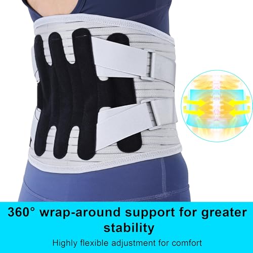 Back Brace for Lower Back Pain, Lumbar Support Belt for Women and Men with Lumbar Pad, Lower Back Brace with Adjustable Strap for Work, Herniated Disc, Sciatica, Scoliosis (Gray, Small)