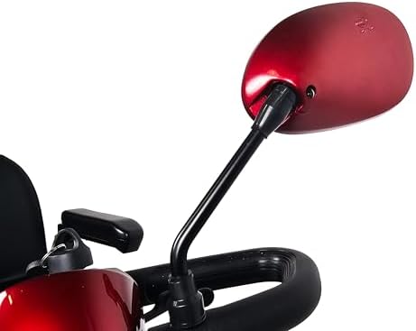 Rear View Mirror Pair For Most Pride Mobility Scooters (Only Works With Scooters With Screw Holes On the Tiller) COLOR: RED