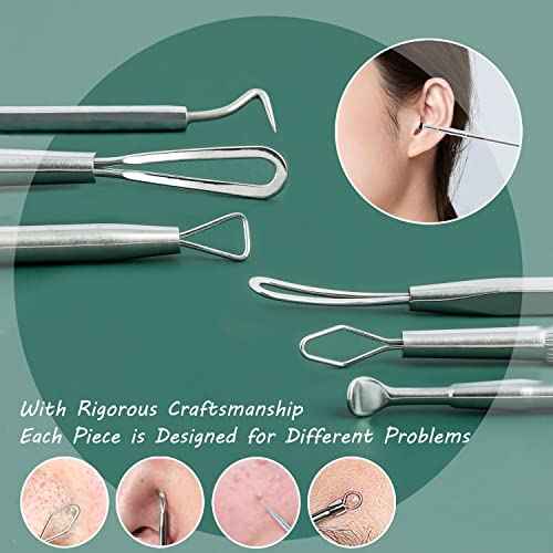 Blackhead Remover Tools, 16 PCS Pimple Popper Tool Kit, Acne Blackhead Tools for Blemish, 410 Premium Professional Stainless Acne Pimple Extractor Tool with Metal Box