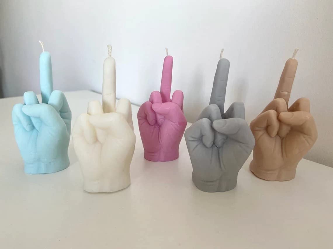 Middle Finger Candle, Homemade soy candle, Hand Fuck Candle, Teen Room Decor Candle, Funny Aeshetic Candle, Hippie Candle (White, LAVENDER)