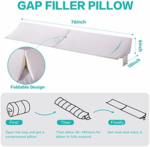 SLIGUY King Size Bed Wedge Pillow Headboard Pillow Mattress Wedge Bed Gap Filler Fill The Gap (0-7") Between Your Headboard and Mattress for Sleeping Backrest Pillow（White 76"x10"x6"）