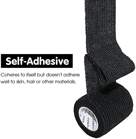 Self Adherent Cohesive Bandage 2" x5 Yards First Aid Bandages Stretch Sport Athletic Wrap Vet Tape for Wrist Ankle Sprain and Swelling,Black(24 Rolls)