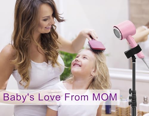 Hair Dryer Stand Black 20-63 Inch Adjustable Blow Dryer Holder with Tripod and Universal Clip, Easy to Use, Hands Free Relieve Wrist Pain, Shoulder Periarthritis etc