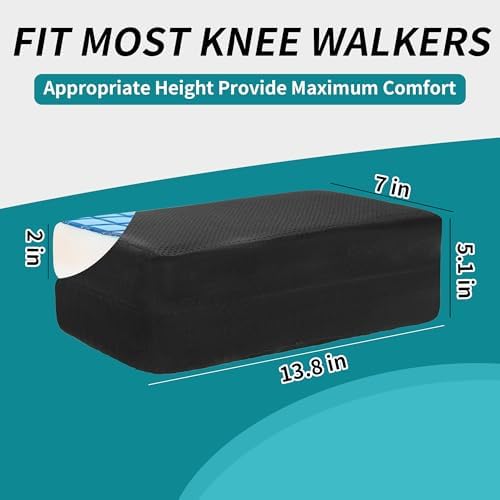 BALAPET Cooling Gel Knee Scooter Cushion Cover, Soft and Comfortable Knee Scooter Pad with Removable 2'' Thick Memory Foam Cushion for Any Knee Scooter