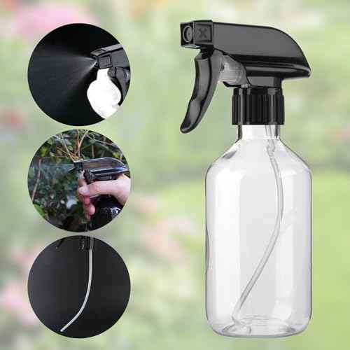 2-Pack Leakproof Spray Bottles (300ml/10oz) - Adjustable Nozzle for Fine Mist & Jet Stream | Premium Refillable Plastic Bottles for Hair Styling, Plant Misting, Cleaning Solutions (Clear)