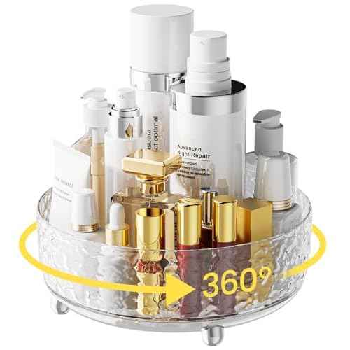 A-LUGEI ¡¼Crystal Design¡½ ??" Perfume Organizer,¡¼360¡Æ Rotating¡½ Vanity Organizer, Bathroom Organizers and Storage, Makeup Organizer for Skincare Cosmetic Lazy Susan Dresser Decor¡¼Water Ripple¡½