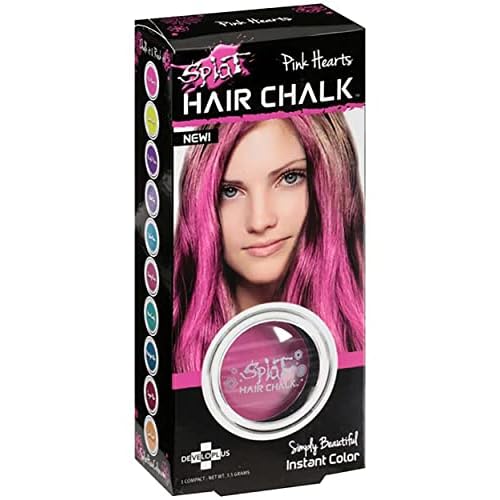 Splat Pink Hearts Hair Chalk, 1 Compact, Temporary Hair Color Glides on Easily for Fun Pops of Color, Washable Hair Color Chalk Shampoos Out, Cruelty Free & Vegan