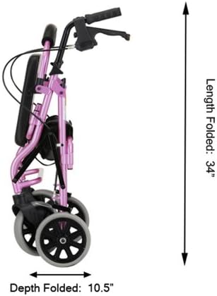 NOVA Medical Products Zoom Rollator Walker with 8" Seat Height, Pink, 18 Inch