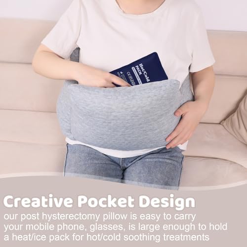 Hysterectomy Recovery Pillow, Post-Surgery Cushion for Abdomen C-Section Tummy Tuck Lumpectomy Myomectomy Patients Must Haves Abdominal Pillow with Pocket