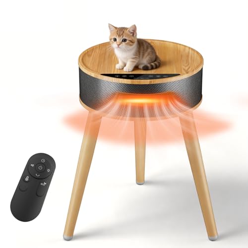 1500W Space Heater, Electric Indoor Space Heater & Fan Combo, Heater Coffee Table 2-in-1 Side Table with PTC Heating, 75° Oscillation, ECO Mode, Timer & Remote for Bedroom & Living Room, Gray