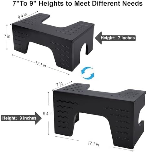 All New Foldable Toilet Stool Squat, 7" & 9" Adjustable Heights Bamboo Flip Poop Stool for Adults and Kids with Non-Slip Layer to Improve Bathroom Posture and Comfort, No Assembly Required
