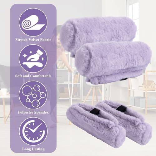 4-Pack Premium Fluffy Crutches Padding, Ultra-Soft Breathable Crutch Pads for Armpits and Hand Grips, Machine Washable Crutch Cushions, Comfort Fit for Adults and Youth (Purple)