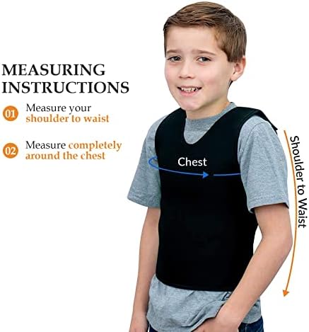 TOPARCHERY Black Deep Pressure Vest, Sensory Compression for Autism, Hyperactivity, Mood Processing Disorders (Small 14” x 24”)