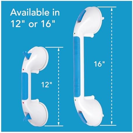 Carex Suction Shower Grab Bar – 16” Ultra Grip Shower Handle - Dual Locking Grab Bars for Bathtubs and Showers – Seniors, Disabled, Handicap, Elderly Assistance Product