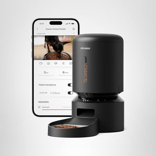 PETLIBRO Automatic Cat Feeder with Camera, 1080P HD Video with Night Vision, 5G WiFi Pet Feeder with 2-Way Audio, Low Food & Blockage Sensor, Motion & Sound Alerts for Cat & Dog Single Tray