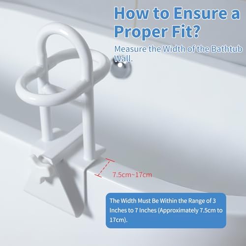 Triple Grip Adjustable Bathtub Handles for Seniors, Tub Grab Bars for Side of Tub, Handicap Grab Bars, Tub Handles for Elderly Innovative Balance Design for Family Safety fits 3-inch+ Thick Walls