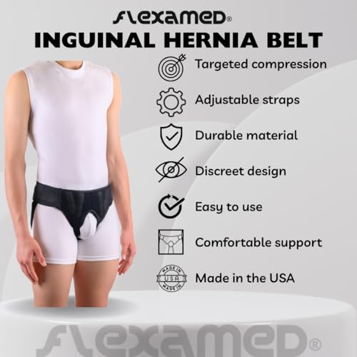 Hernia Gear Double Inguinal Hernia Groin Belt Black (S 26-30)