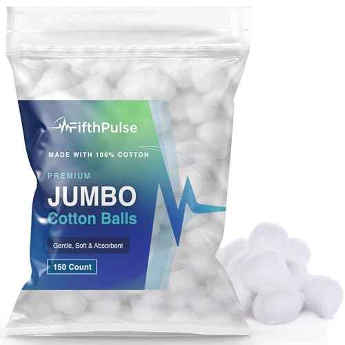 Premium Jumbo Cotton Balls for Face - 150 Absorbent and Soft White Colored Cotton Balls - Made with 100% Cotton - Use for Crafts, Makeup, Wounds, and Nails