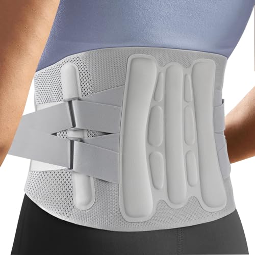 Comfortable Breathable Adjustable Back Brace-Size L(Belly 37.4-45.3 in),Featuring Adjustable Pressure Strap,4 Steel Stays,and Spring;Perfect for Office,Gym,and Driving.