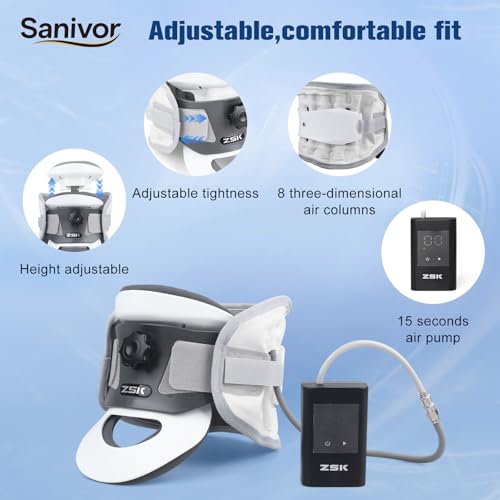 Cervical Neck Traction Device - FSA Eligible,Adjustable Inflatable Neck Stretcher,Removable 20° Curved Support,3D Dynamic Traction,Pain Relief Neck Decompression Tension Relief