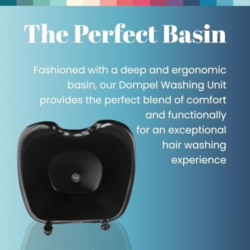 Dompel Bundle Portable Shampoo Bowl with Headrest and Set of 4 Hair Brushes, Portable Wash Bowl for Hairstylist and Handicap & Disabled, Seniors, Home Services, Chrome Steel Structure, 22 L