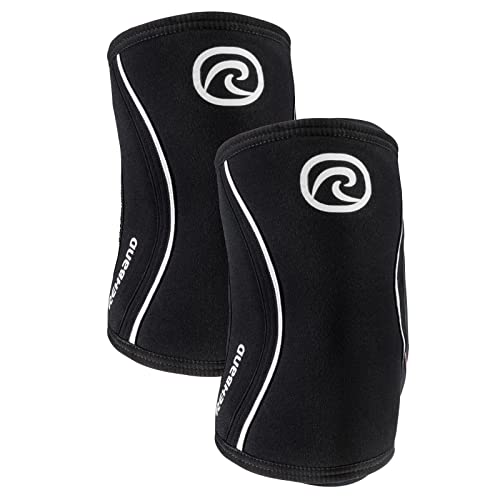 Rehband Elbow 5mm Compression Sleeve, Neoprene Elbow Sleeves for Weightlifting, Anatomical Design, Non-Slip & Close Fitting, Elbow Support Unisex, Colour:Black - 1 Pair, Size:Small
