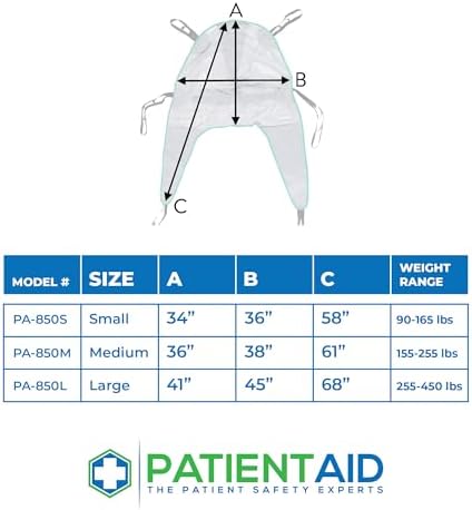 Patient Aid Full Body Divided Leg Sling - Easy-to-Wash Mesh Fabric for Bathing and Toileting - Comfy Safe Lifting for The Elderly and Non-Weight Bearing - Medium, 225lb. Maximum Carrying Capacity