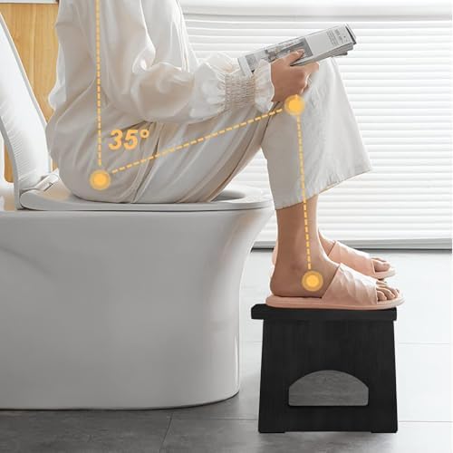 Foldable Toilet Potty Stool for Adults,Wood Portable Squatting Poop Foot Stool, Bathroom Non-Slip Toilet Assistance Step Stool - Gifts for Kids Seniors
