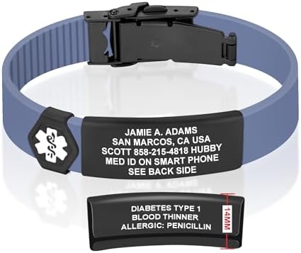 Divoti Custom Engraved Medical Alert ID Bracelet – Dual-Sided Laser Etching, Silicone Wristband, Stainless Steel Security Clasp – Adjustable & Trim-to-Fit – Emergency Medical Info Band for Men & Women