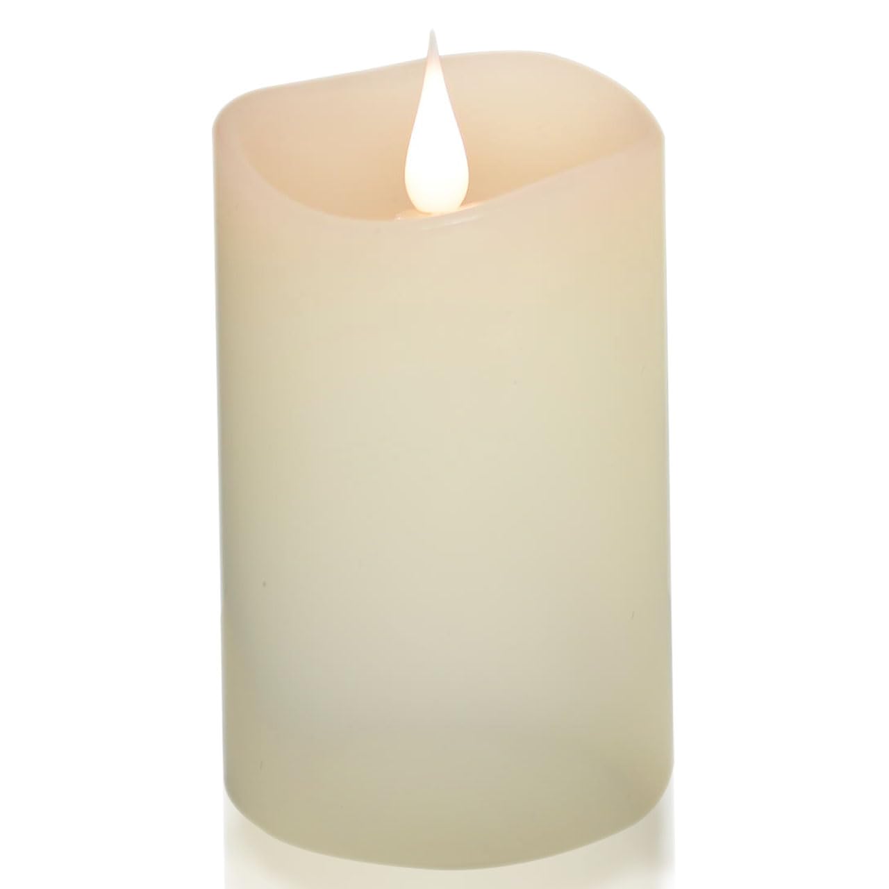 ENKINDDLE Flameless Candles with Timer, 3D Moving Flame LED Pillar Candle, Real Wax Flickering Candle, Battery Operated, Ivory 3"x5"" for Table Centerpiece & Home Décor"