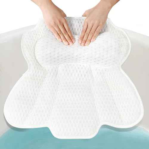 Bath Pillows for Tub, Ergonomic Bathtub Pillow for Head, Neck & Back Support, Soft Spa Cushion Washable with 4D Mesh & Non-Slip Suction Cups, Relaxing Hot Tub Accessories & Spa Gifts for Women and Men