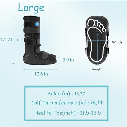 Medibot Air Cam Walker Tall Fracture Boot, Medical Recovery Walking Boot for Broken Foot, Sprained Ankle, Fractures, Adjustable Air Bladders, Universal Fit for Men & Women, Left or Right Foot(Large)