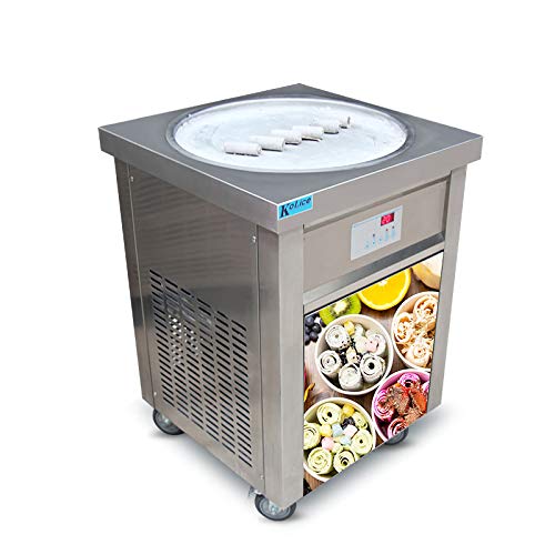 Kolice commercial ETL US Franchise 22" Single Round Pan Fry Ice Cream Machine, Stir-Fried Ice Cream Rolled Machine-Auto Defrost, Smart AI Temperature Control