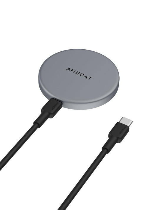 AMEGAT Wireless Charging Pad, MagFusion Aura 15W Fast Charging Qi2 Certified Magnetic Wireless Charger Compatible with MagSafe for iPhone17/16/15/14/13/12 Series