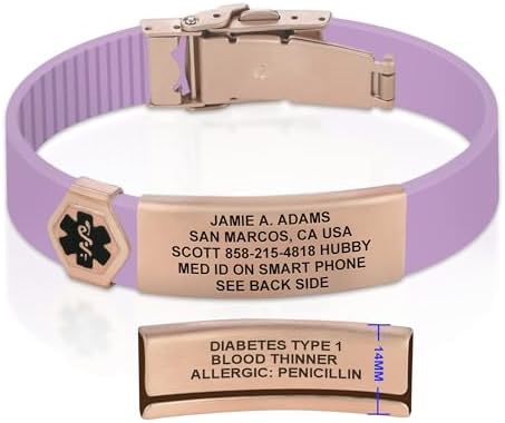 Divoti Custom Engraved Medical Alert ID Bracelet – Dual-Sided Laser Etching, Silicone Wristband, Stainless Steel Security Clasp – Adjustable & Trim-to-Fit – Emergency Medical Info Band for Men & Women