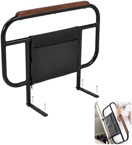 Bed Side Rail for Adjustable Bed, Screw Into Wooden Board Only, 17 inch Height for Mattress Less Than 10 Inches, 1 pc