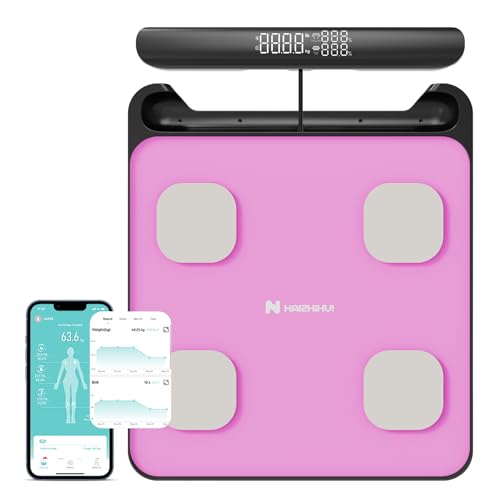 Fitdays Smart Body Fat Scale | Advanced 8-Electrode Technology for BMI/20+ Body Metrics | Full-Color LED & High Precision | Bathroom Weight Scale for Fitness/Weight Loss (FG2202WB+ER307PINK)