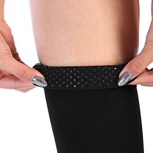 Leotruny Women Men 20-30 mmHg Support Open-Toe Thigh High Compression Stockings (C02-Black, Medium (1 Pair))