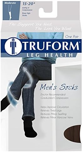 Truform Men's 15-20 mmHg Knee High Cushioned Athletic Support Compression Socks, Brown, X-Large (Pack of 2)