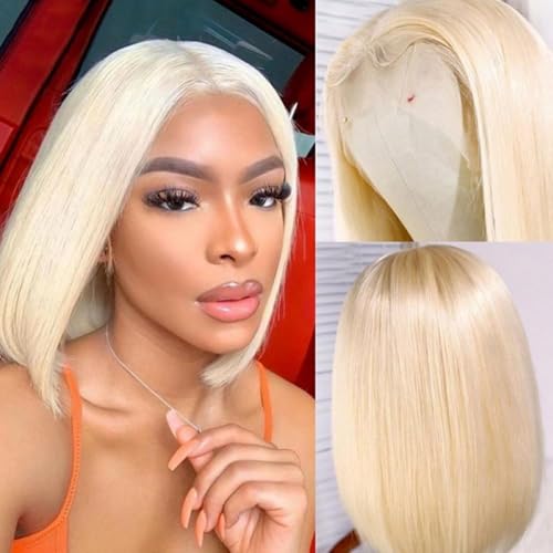 613 Blonde Bob Wig Human Hair 16 Inch 13x4 HD Bob Lace Front Wigs Human Hair Pre Plucked 200 Density Blonde Wig Human Hair Short Bob Wigs for Women