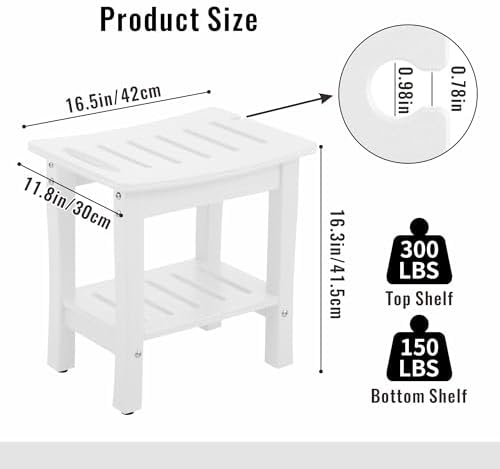 HDPE Waterproof Shower Bench,Shower Seats for Adults Shaving Legs,Shower Stool for Inside Shower 300 Lbs Capacity White