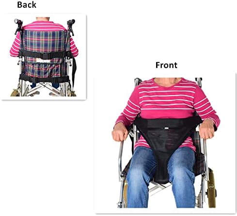 Wheelchair Safety Seat Belt, Breathable Medical Hospital Straps, Adjustable Safety Harness, Anti-Slip Chair Waist Lap Strap Auto Style for Elderly, Patients, Disabled (Black)