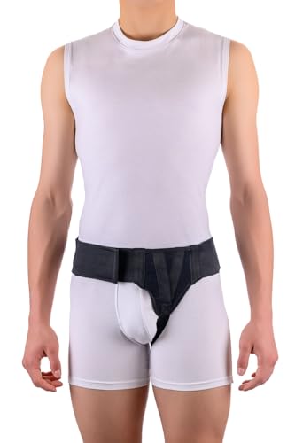 Left Side Inguinal Hernia Groin Belt Black (M 32-36)