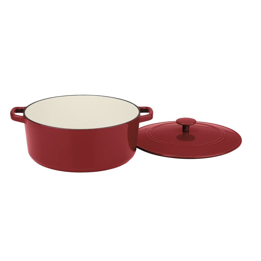 Cuisinart Chef's Classic Enameled Cast Iron Casserole Set (7-Quart, 5-Quart), Cardinal Red