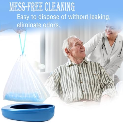 Bedpan Liners with Super Absorbent Pads 20 Packs Disposable Commode Liners Bed Pan Liners with Pulling String, Medical Grade & Universal Fit Bedside Commode Liners for Elderly Women Men Home Nursing