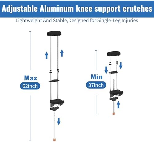 Pain Free Knee Crutch with Safety Kneepads, Ergonomic Knee Crutches with Support Platform for Enhanced Stability and Comfort, Smart Peg Leg Crutch for Single Leg Injuries